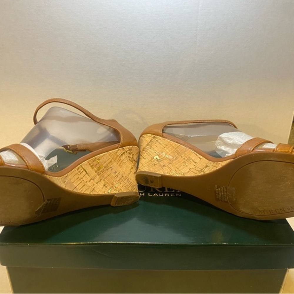 Ralph Lauren Harleen‎ 8B 100% Leather Upper Cork Wedge - Picture 2 of 4